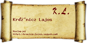 Kránicz Lajos névjegykártya