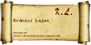 Kránicz Lajos névjegykártya